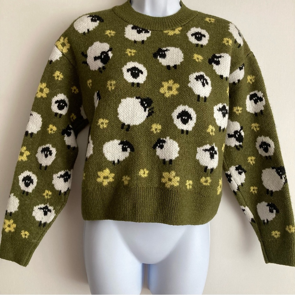 Zara Green Sheep Pattern Sweater